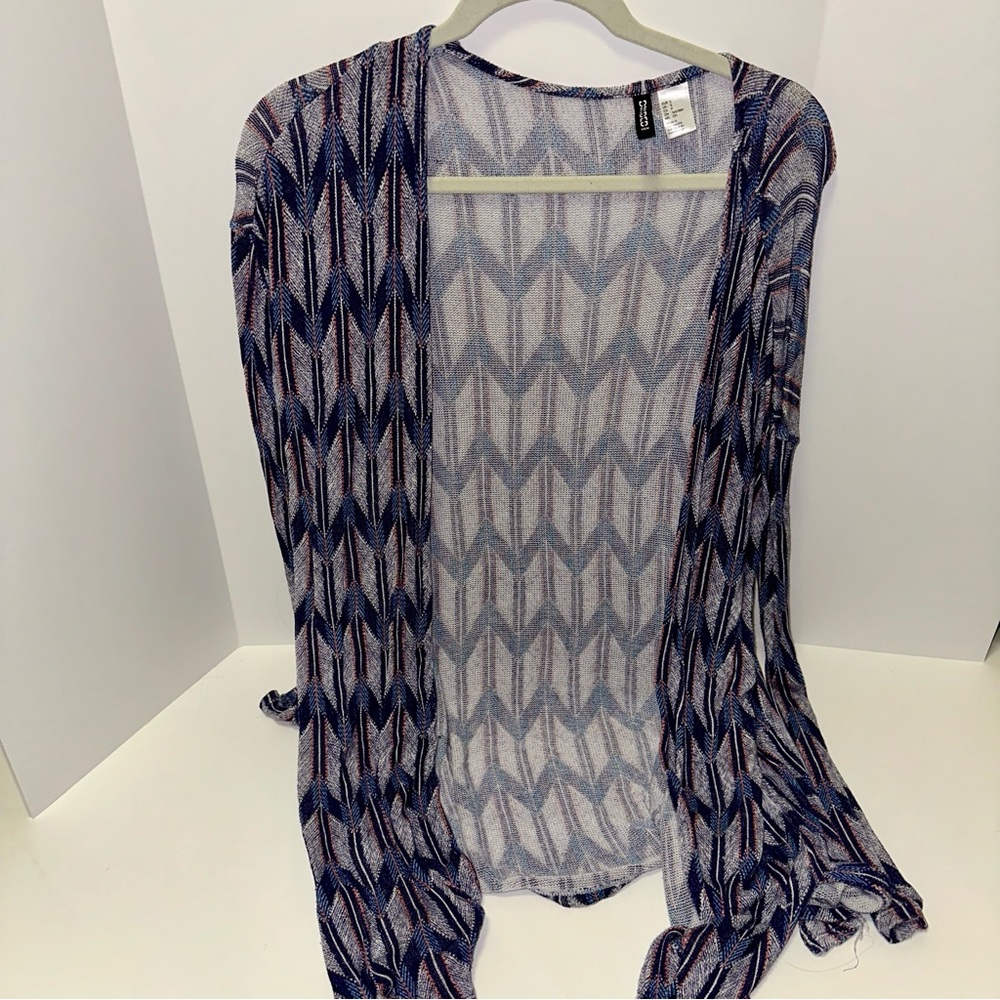 H&M Blue and Purple Chevron Cardigan Sweater